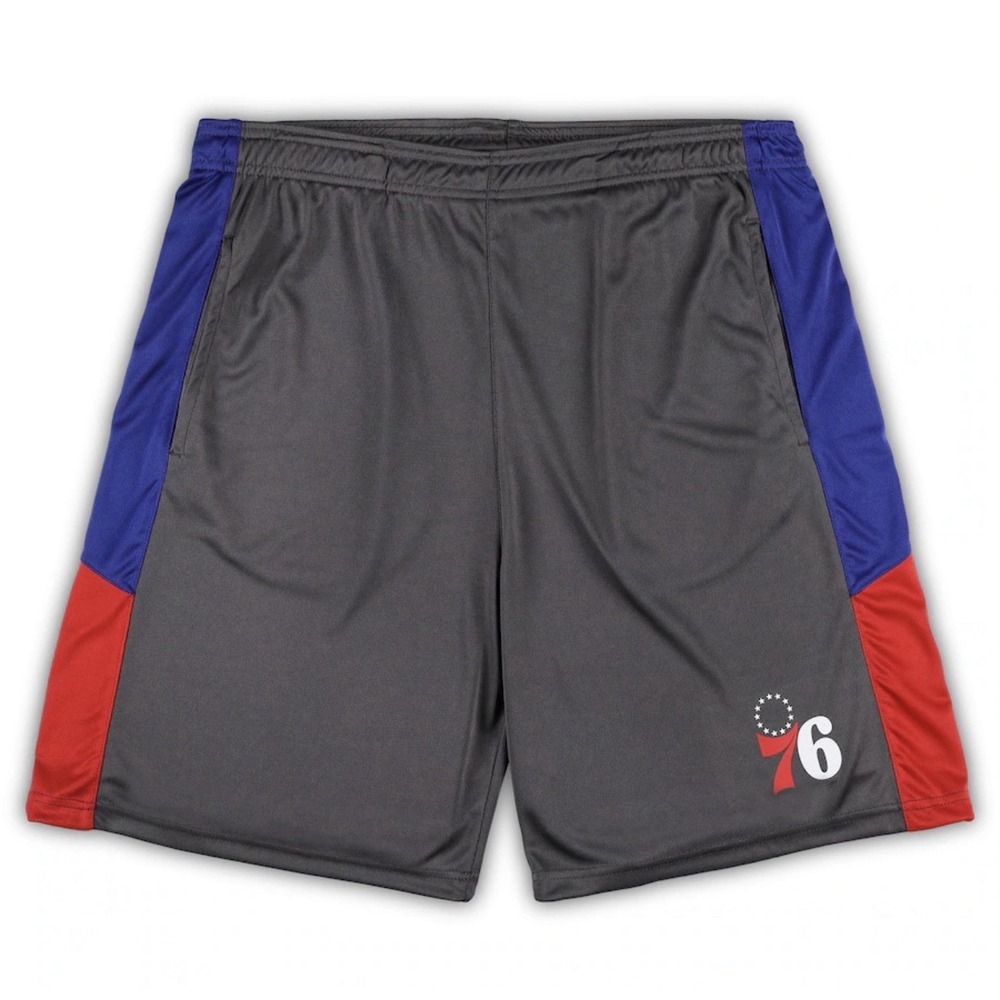 Philadelphia 76ers Fanatics Big & Tall Men's Basketball Shorts Gray Sz 4XLT New